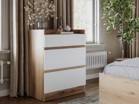 Комод 3 ящика Брауни (дуб делано/белый) в Хани - hani.mebel-nsk.ru | фото