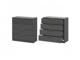 Комод 4 ящика (ЛДСП/МДФ) Эккервуд (графит) в Хани - hani.mebel-nsk.ru | фото