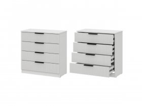 Комод 4 ящика (МДФ) Эккервуд (белый) в Хани - hani.mebel-nsk.ru | фото