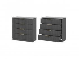 Комод 4 ящика (МДФ) Эккервуд (графит) в Хани - hani.mebel-nsk.ru | фото