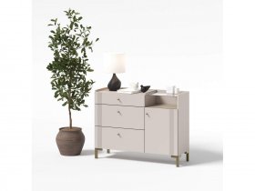 Комод с ящиками и створкой КМ1 Одетта (дуб эндгрей/меланж) в Хани - hani.mebel-nsk.ru | фото