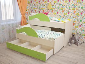 Кровать детская двухуровневая Радуга 80*160 в Хани - hani.mebel-nsk.ru | фото