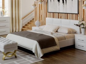 Кровать двуспальная 1,6 м «Элис» тип 1 (белая) в Хани - hani.mebel-nsk.ru | фото