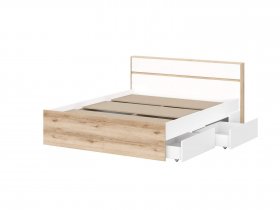 Кровать двуспальная 1,6м Брауни (дуб делано/белый) в Хани - hani.mebel-nsk.ru | фото