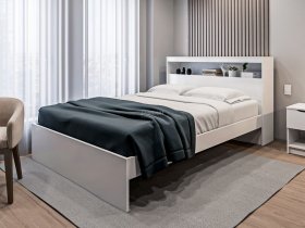 Кровать двуспальная 1,6м Бруклин СБ-3356 (белый) в Хани - hani.mebel-nsk.ru | фото