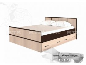 Кровать двуспальная с ящиками 1,4м Сакура (BTS) в Хани - hani.mebel-nsk.ru | фото