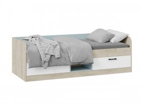 Кровать комбинированная «Оливер» Тип 1 401.003.000 (дуб крафт серый/белый/серо-голубой) в Хани - hani.mebel-nsk.ru | фото