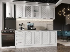 Кухонный гарнитур Агава 2,0 м (акация белая) в Хани - hani.mebel-nsk.ru | фото