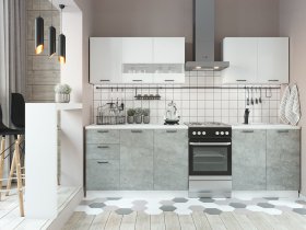 Кухонный гарнитур Дуся 2,0 м (белый глянец/цемент) в Хани - hani.mebel-nsk.ru | фото