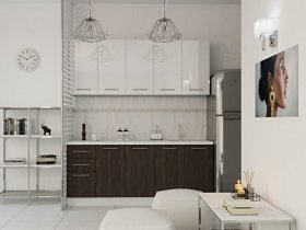 Кухонный гарнитур МДФ Выгодно и точка 2,0 м (белый глянец/ироко) в Хани - hani.mebel-nsk.ru | фото