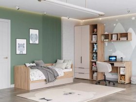 Модульная детская Сицилия (дуб альпийский/тефия) в Хани - hani.mebel-nsk.ru | фото