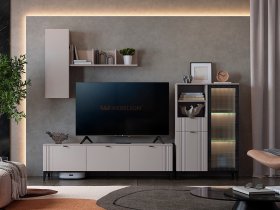 Модульная гостиная Рич (кашемир/фрапучино матовый/черный) в Хани - hani.mebel-nsk.ru | фото