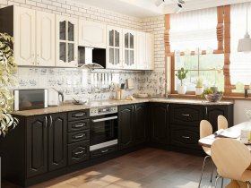 Модульная кухня Классика-1 (дуб выбеленный/венге) в Хани - hani.mebel-nsk.ru | фото