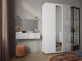 Модульная спальня Ливерпуль (белый/бетон светлый) в Хани - hani.mebel-nsk.ru | фото