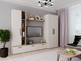 Модульная стенка Верона (сатин/дуб крафт серый) в Хани - hani.mebel-nsk.ru | фото