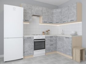 Модульная угловая кухня 1,4м*2,1м Лада (цемент) в Хани - hani.mebel-nsk.ru | фото