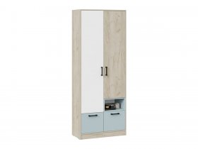 Шкаф для одежды «Оливер» 401.001.000 (дуб крафт серый/белый/серо-голубой) в Хани - hani.mebel-nsk.ru | фото