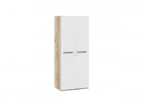 Шкаф двухстворчатый для одежды «Фьюжн» (белый глянец/дуб делано) в Хани - hani.mebel-nsk.ru | фото
