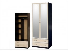 Шкаф двухстворчатый с ящиками с 2-мя зеркалами  (профиль МДФ) в Хани - hani.mebel-nsk.ru | фото