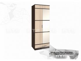 Шкаф двухстворчатый с зеркалом платяной-бельевой Сакура (BTS) в Хани - hani.mebel-nsk.ru | фото