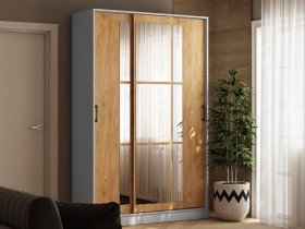 Шкаф-купе 1,4м «Стиль-2» (белый/дуб крафт золотой) в Хани - hani.mebel-nsk.ru | фото