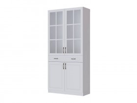 Шкаф-витрина Апполия гостиная (белый/белый дуб) в Хани - hani.mebel-nsk.ru | фото
