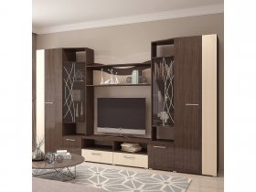 Стенка Гамма (дуб венге/дуб молочный) в Хани - hani.mebel-nsk.ru | фото