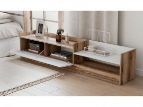 Тумба под ТВ Брауни (дуб делано/белый) в Хани - hani.mebel-nsk.ru | фото
