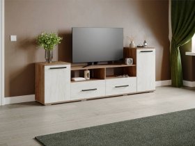 Тумба под ТВ Парус-2 (дуб крафт табачный/дуб крафт белый) в Хани - hani.mebel-nsk.ru | фото